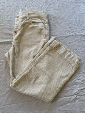 Cabi Palm Beach Crop #4513 Bone Ivory Wide Wale Corduroy Wide Leg Pants [4]